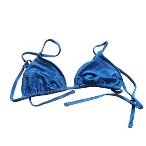aerie Blue Ribbed Triangle Bikini Top